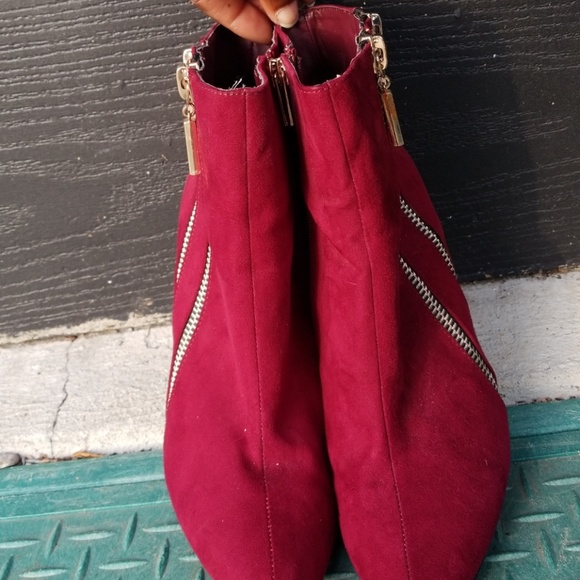Burgandy ankle booties size 10 - Picture 4 of 7